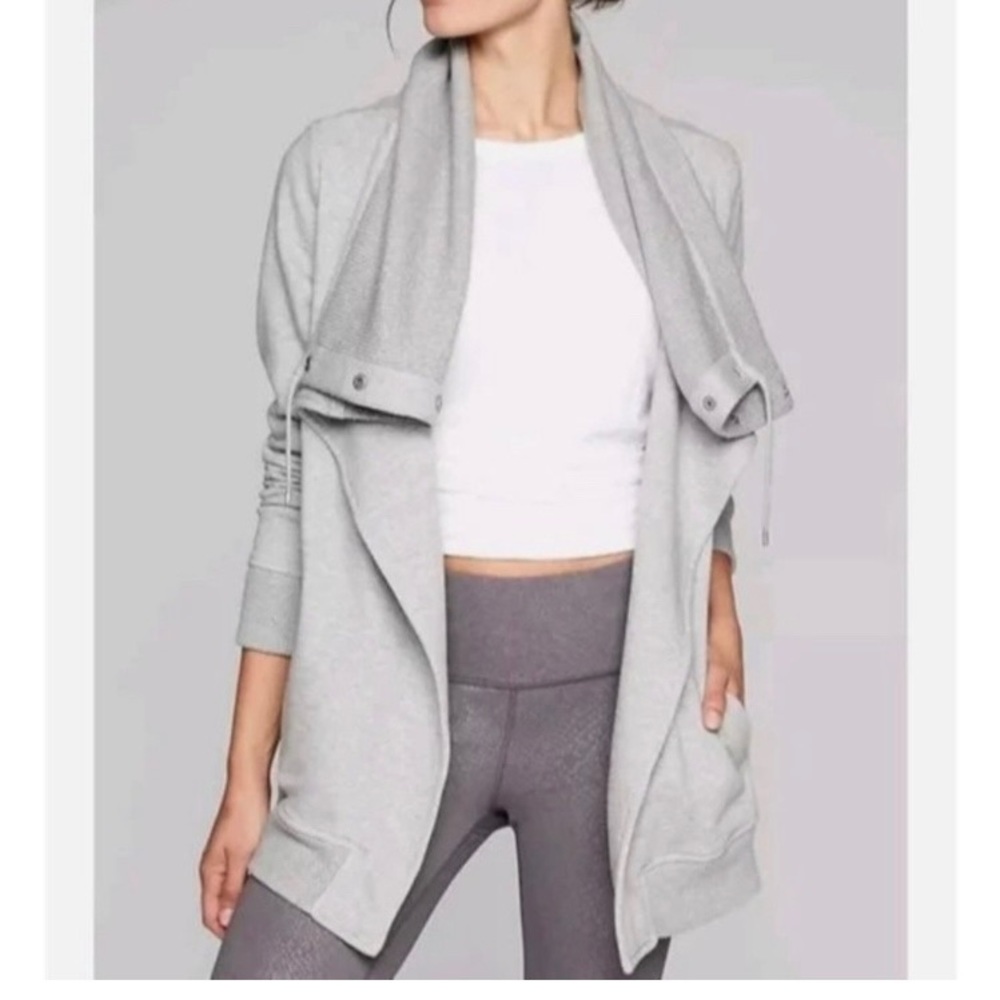ATHLETA black Long Sleeve WRAPPER'S DELIGHT WRAP JACKET Cardigan xxs